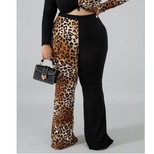 Two Tone Leopard Print Pants
